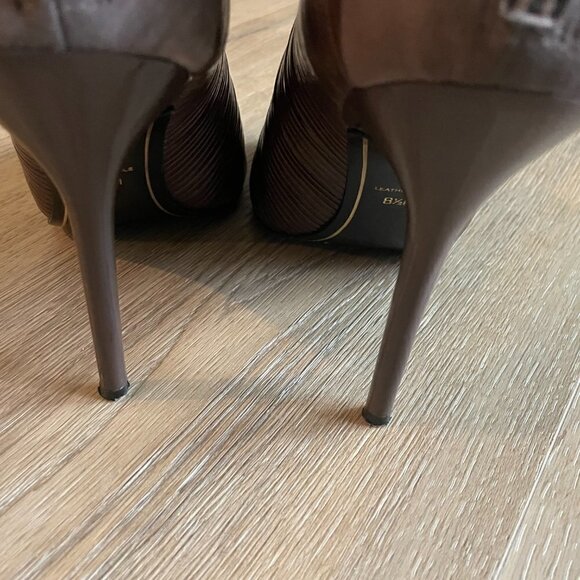 Charles Jourdan Paris Women's Brown Leather Open Toe Stiletto Zip Back Shoes 8.5 - Picture 10 of 10